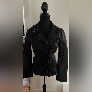 Michael Kors black leather bomber jacket